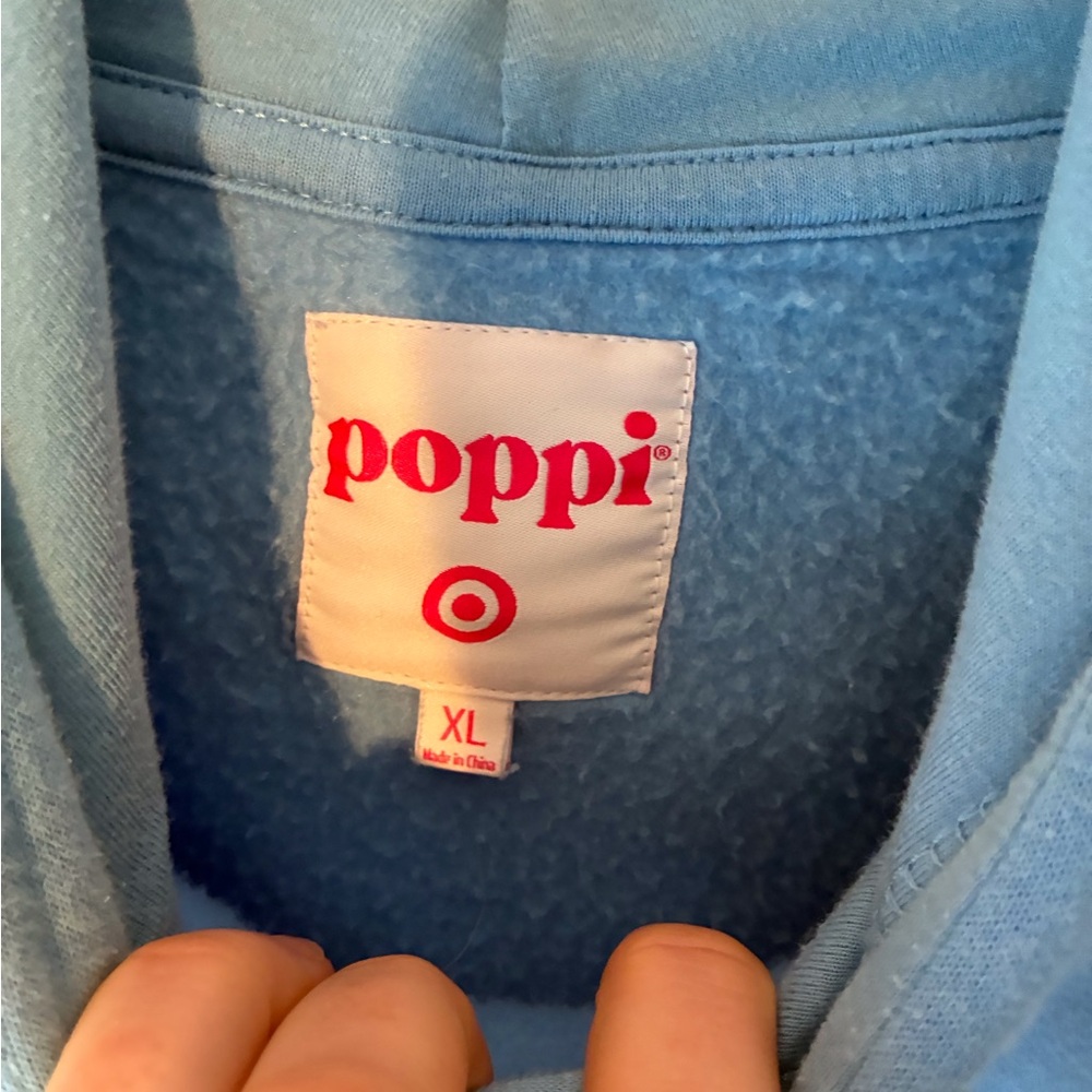 pop soft blue hoodie with red poppi tag - Picture 3 of 4